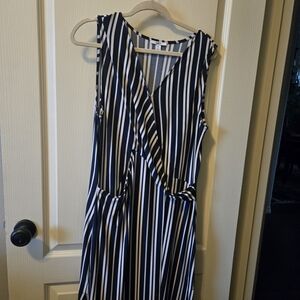 Bar III Asymmetrical Black and White Striped Dress